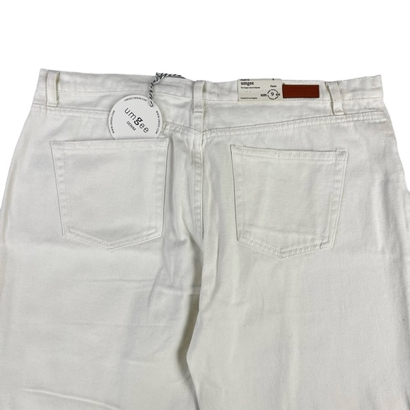 Umgee White Wide Legs Distressed Jeans With Frayed Hem Womens Size 9 - Picture 9 of 16